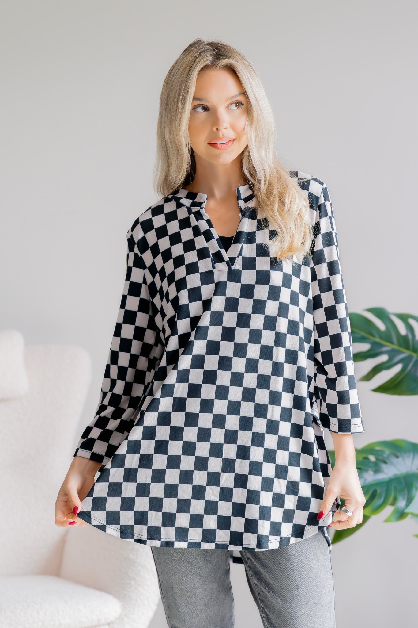 Chic Eve Check Top